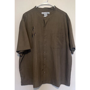Irvine Park Shirt Men’s 3XL Taupe Brown Short Sleeve Button Up Retro MCM